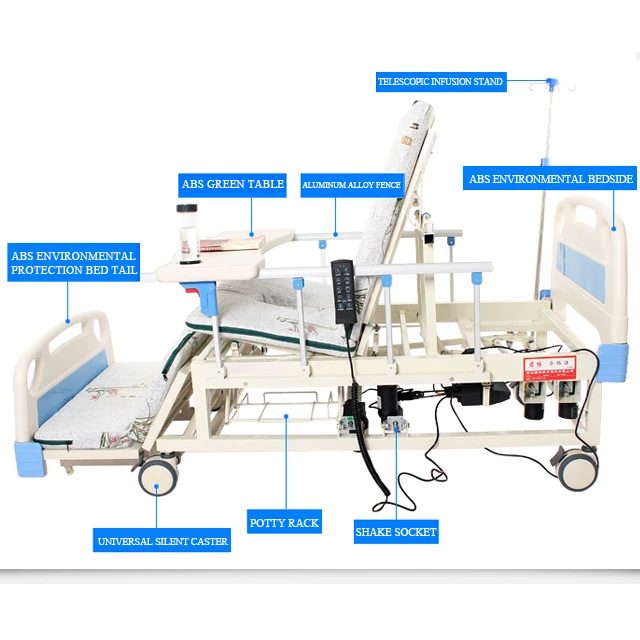 ICU Multifunction Hospital Five Function Medical Electric Patient Bed For Elder Patient