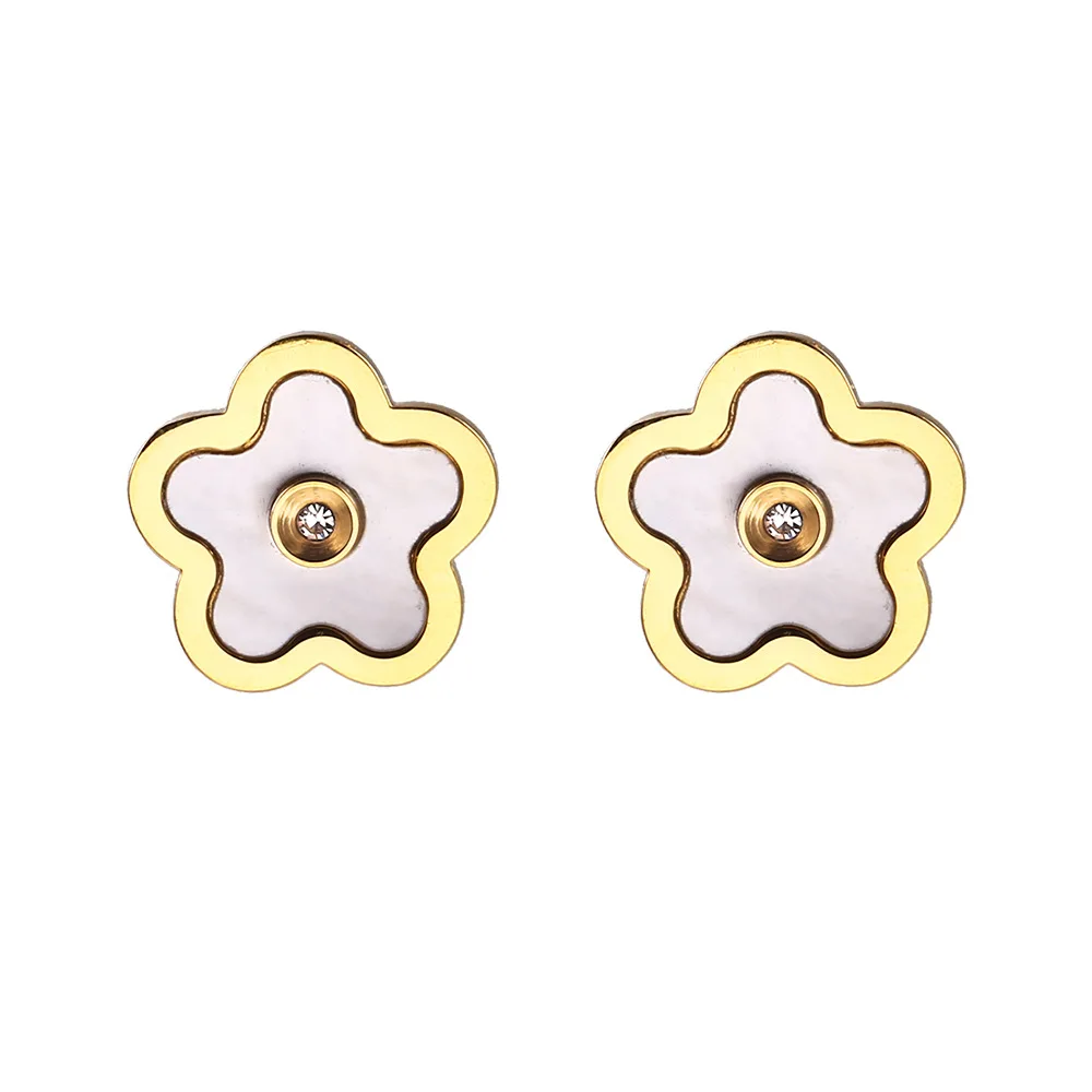 2021 Wholesale Silver Jewelry Cute Earrings Stainless Steel Round Ball Earrings Flower Earrings