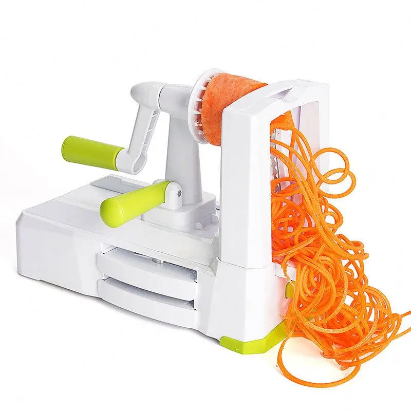 Best Price Multifunctional Manual, Stainless Steel 5 Blade Plastic Handle Fruit Vegetable Choppers Spiral Slicer