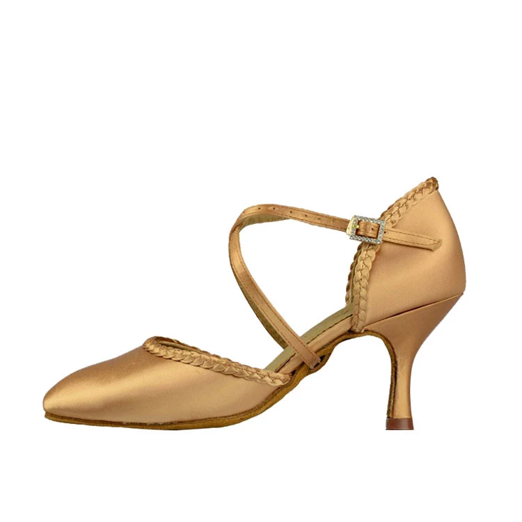 
Closed toe copper color elegance ballroom latin dance shoes China factory direct 