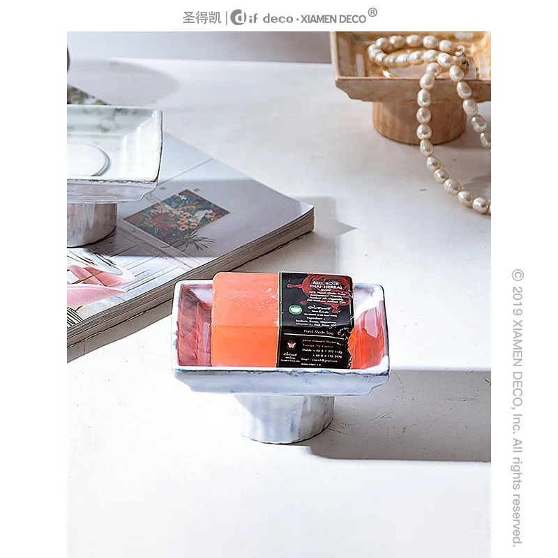 Wholesale custom friendly unique soap holder ceramic sponge soap dishes bathroom accessory set