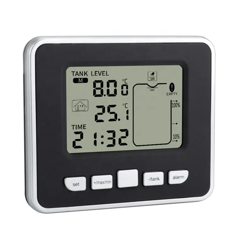 Ready to Ship Multifunctional Ultrasonic Electronic Water Tank Level Gauge Indoor Thermometer Clock Water Level Meter