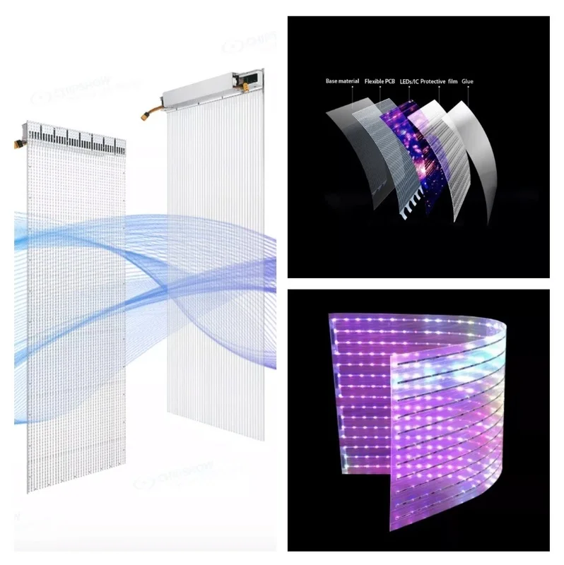 Led holographic transparent film display transparent glass film led screen