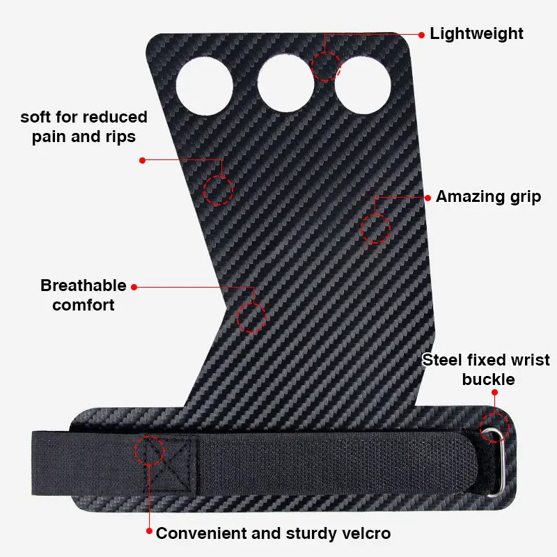 Fitness Weight Lifting Glove 3 Hole Hand Grips Custom Anti-Slip Logo Weightlifting Gymnastic Carbon Grips