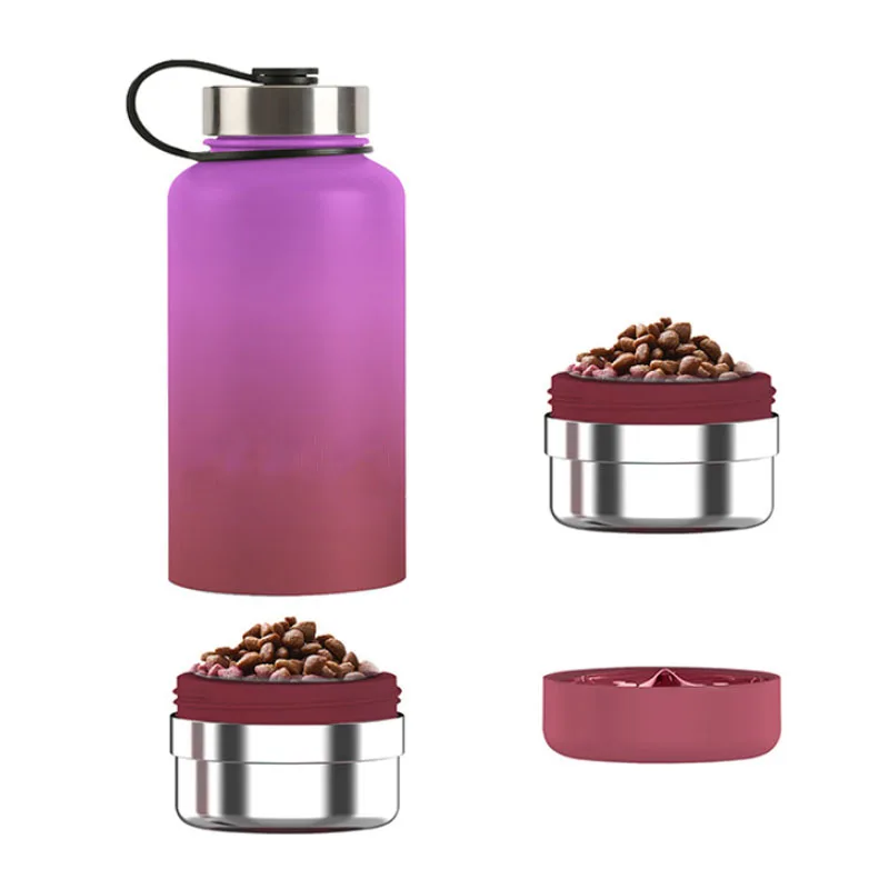 JWT OEM CUSTOM 3 in 1 Portable Dog Water Bottle Bowls Stainless Steel Insulated outdoor Travel drinking