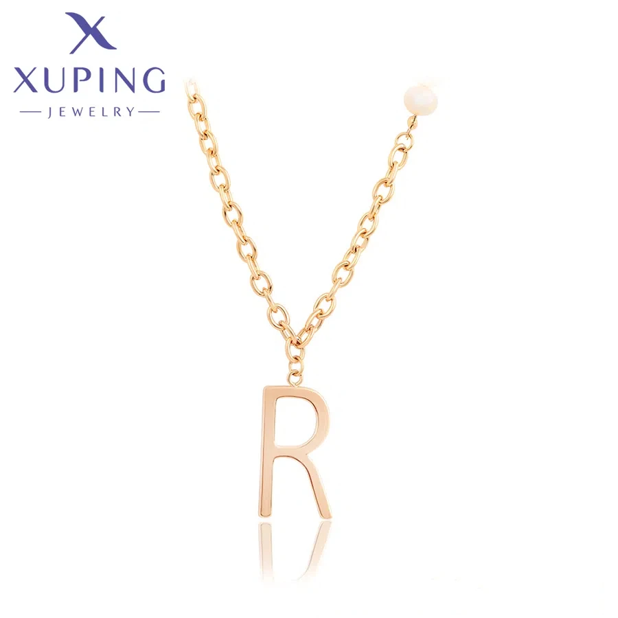 A00890834 Xuping Fashion Jewelry Necklace Letter R With Imitation Pearl 18K gold Plated Women Gift Minimalist Necklaces