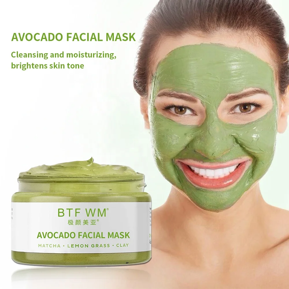 Deep Cleaning Hydrating Detoxing Avocado Mud Mask Musk Matcha Green Tea Facial Detox Mud Mask With Aloe Vera