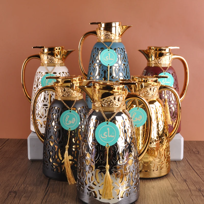 Household Utensils Pots Dubai Gold Glass Inner Thermos Vacuum Flask Jug Arabic Tea Coffee Pot Dallah