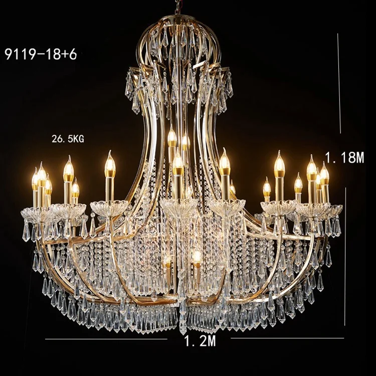 2024 latest Rococo style crystal chandelier for wedding ceiling centerpiece, hotel, restaurant and lobby ceiling lamp decoration