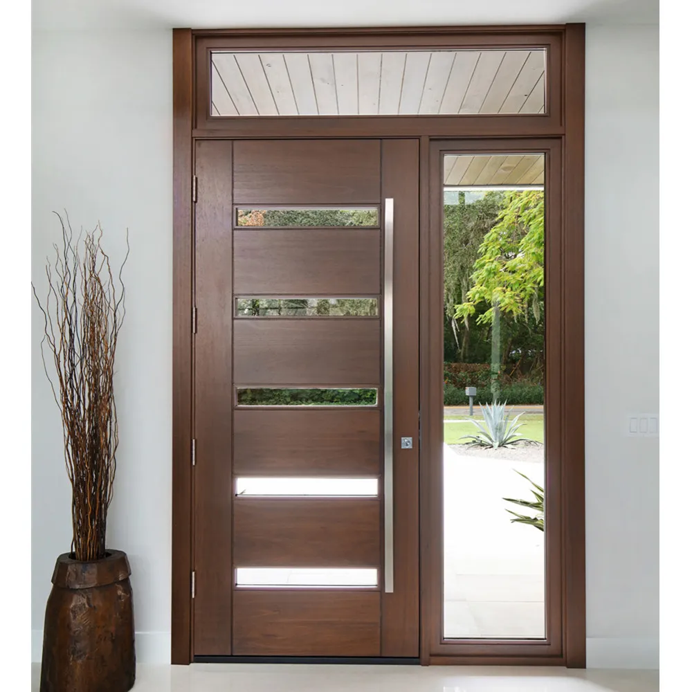 Residential Pivot Wood Doors Modern Exterior Solid Wood Front Doors Aluminium Main Doors