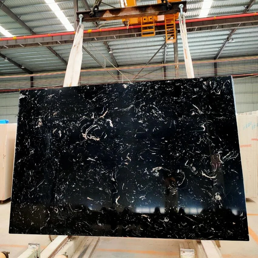 Factory price custom indoor decoration cut to size artificial black marble