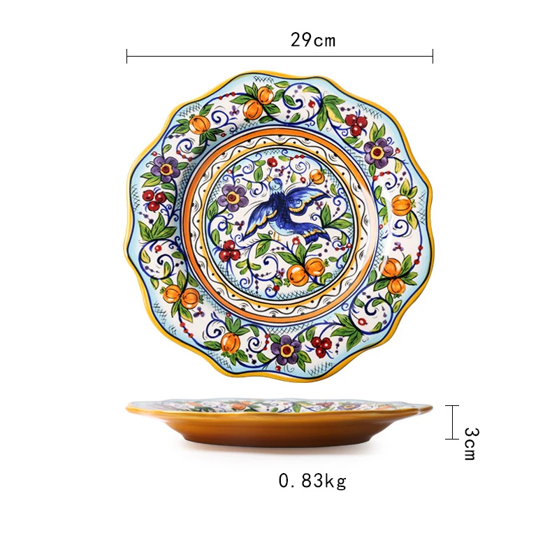 Hand Painted High Temperature Burn Become Glaze Ceramic Popular Dinnerware Sets Dinner Plate Colorful Glaze