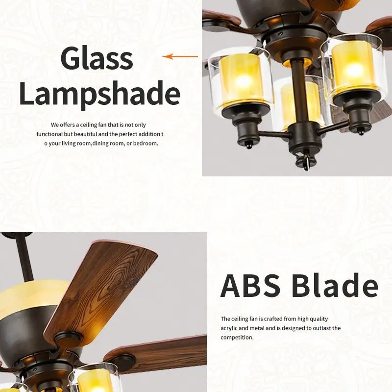 
LED Ceiling Fans With Remote Modern Ceiling Indoor Fan Decorative Smart Remote Control Luxury Wooden Ceiling Fans With Light 