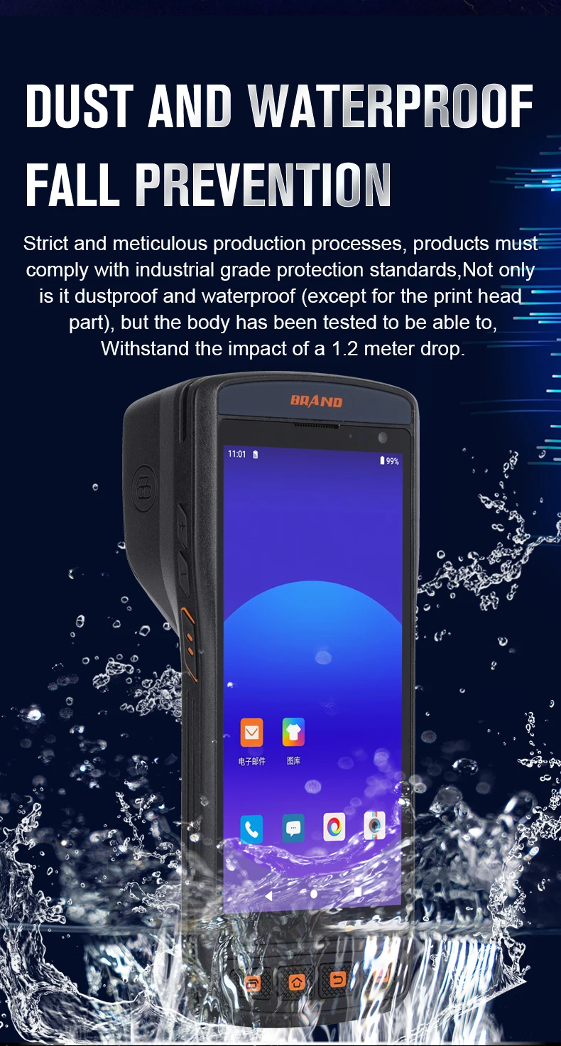 Outdoor Dropproof 3+32 GB Android handheld terminal POS 6000mAh big battery wireless barcode scanner terminal PDA POS machine