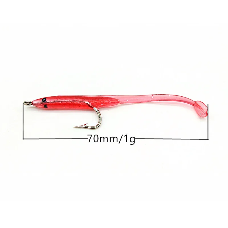 Gorgons 7cm/1g soft rubber eel bait 10pcs/bag plastic fishing lures saltwater soft eel bait with hooks paddle tail