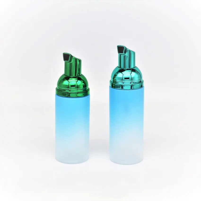 High-end custom plating various colors foam pump gold, silver, blue and green color gradient spray PET foam bottle