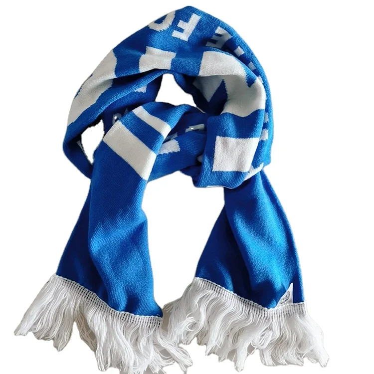 Football Fan Accessories Soccer Custom Made Football Scarf Knitting Acrylic Design Your Own Soccer Custom Winter Scarf