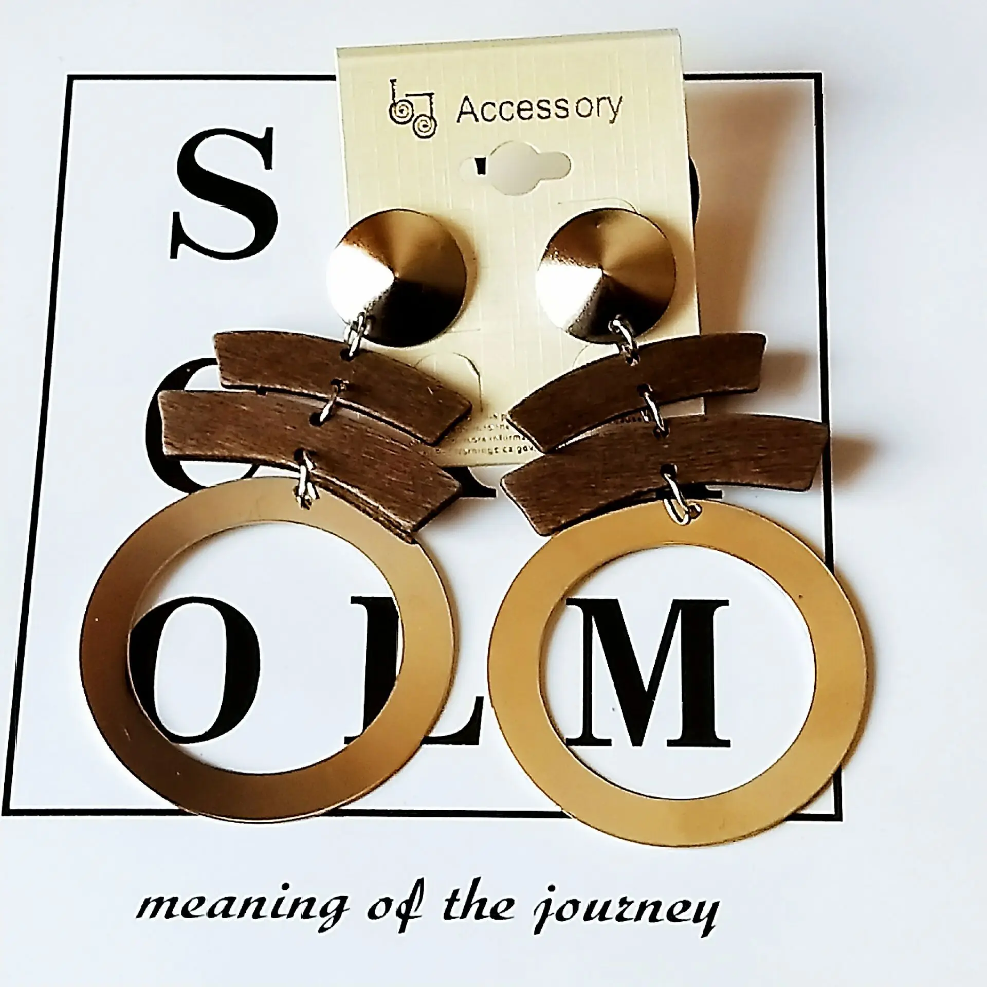 African Geometric Wooden Drop Earring Long Hollow Round Handing  For Womens Jewelry Accessories Earring