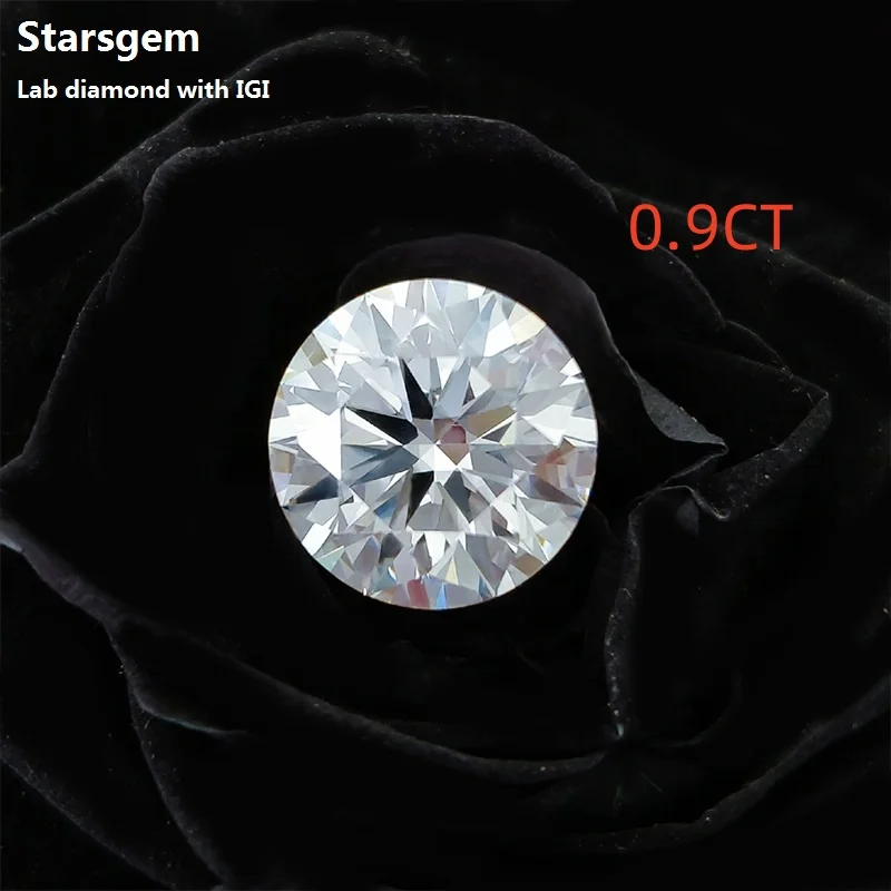 starsgem 0.9ct IGI certificate round shape  DEF color vs vvs lab grown diamonds for marking white gold stud earrings rings