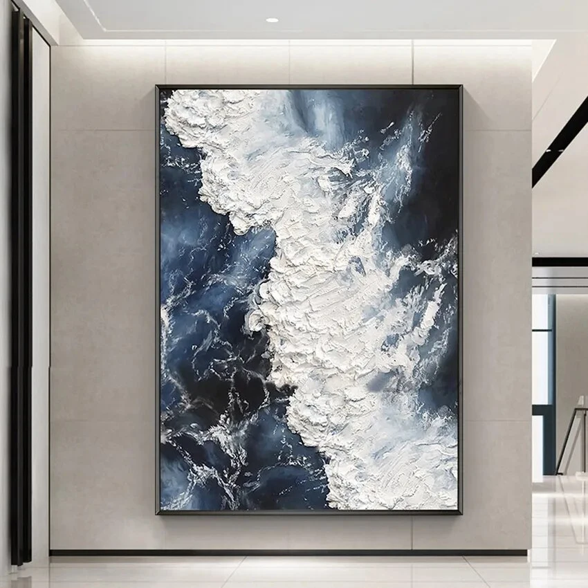 Home Decor Handmade Acrylic Ocean Waves Beach Artwork Abstract Wall Art 3D Textured Seascape Paintings