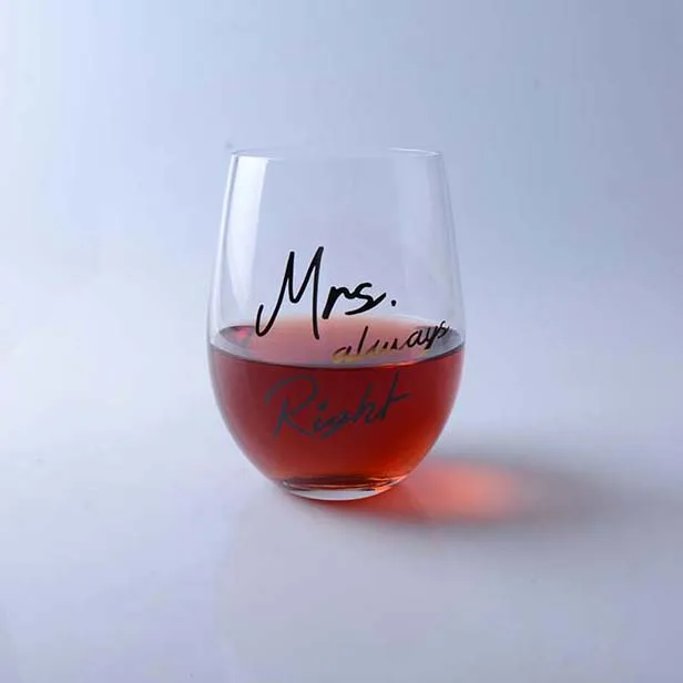 Mr. Right and Mrs. always Stemless Wine Glass