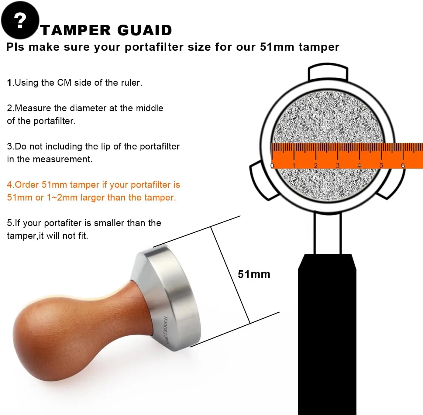 Custom espresso coffee tamper wood handle 304 stainless steel 58 mm 51 mm coffee press for espresso gifts