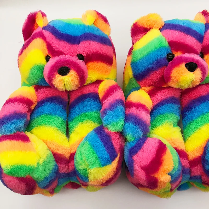 Wholesale Plush Fuzzy Soft Cozy Teddy Bear slippers warm for women girls