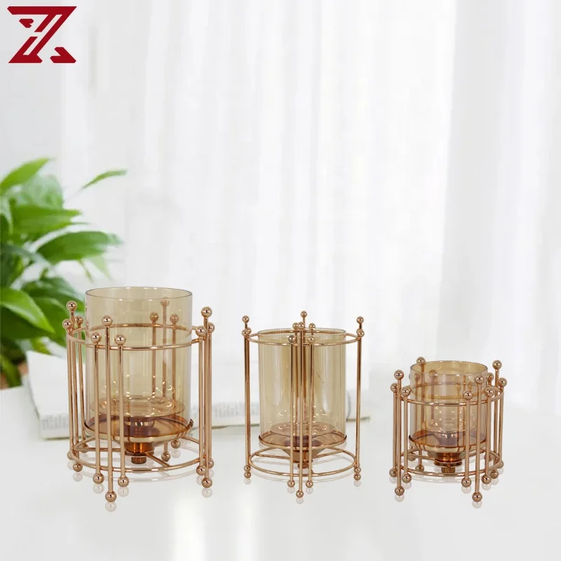 European wrought iron frame with glass lid candle holders for wedding model room hotel crafts