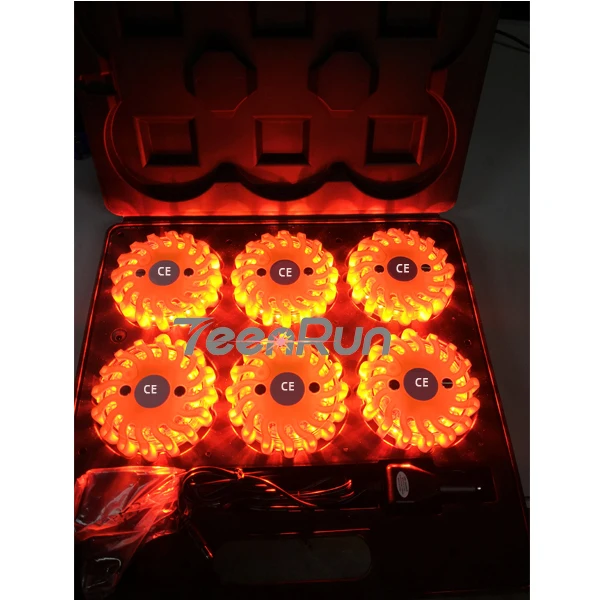 6 Emergency Roadside Flares Kit LED Safety Strobe Road Warning Light Highway Beacon Alert Flare With Magnetic Base