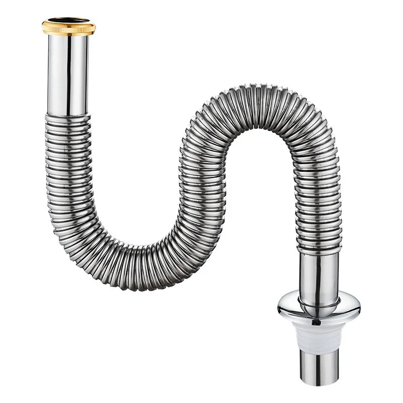 High Quality Stainless Steel Anti-odor Drain Pipe For Kitchen Sink And Bathroom Washbasin Wave Tube
