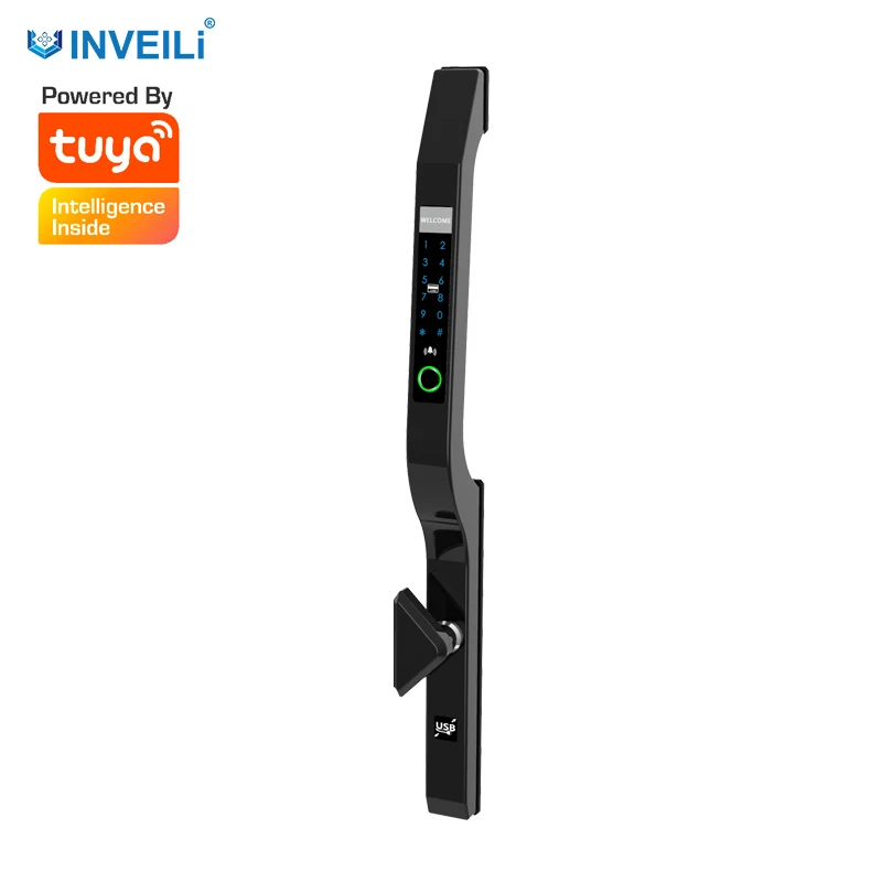 Electronic Digital Fingerprint Smart Door Lock for framed or frameless Sliding Glass Aluminum Door