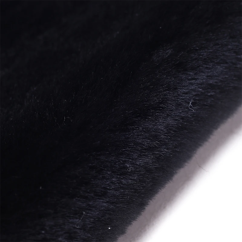 Черная меховая ткань для одежды из овчины