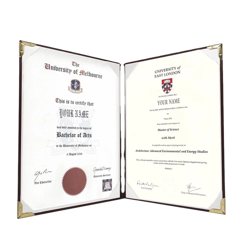 Custom Leather Diploma Covers Certificates holder with metal corner for gradutaion wedding