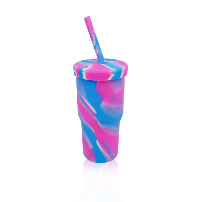 Silicone Pint Glasses Unbreakable Reusable Durable and Shatterproof Silicone Cups for Parties Sports and Outdoor Mountain Marble