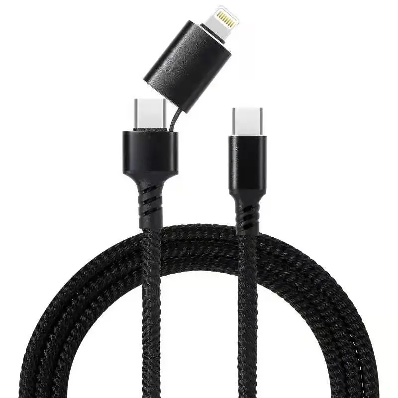 Новый 2 в 1 нейлоновый Плетеный 3а 60 Вт PD Быстрая зарядка USB Type C к Lightning зарядный кабель для передачи данных iPhone