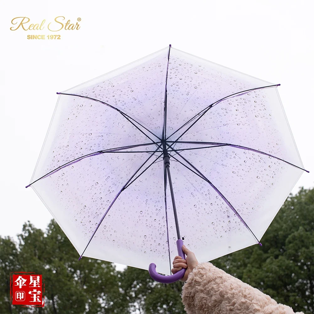 RST raindrop semi clear umbrella PVC/EVA rain transparent umbrella