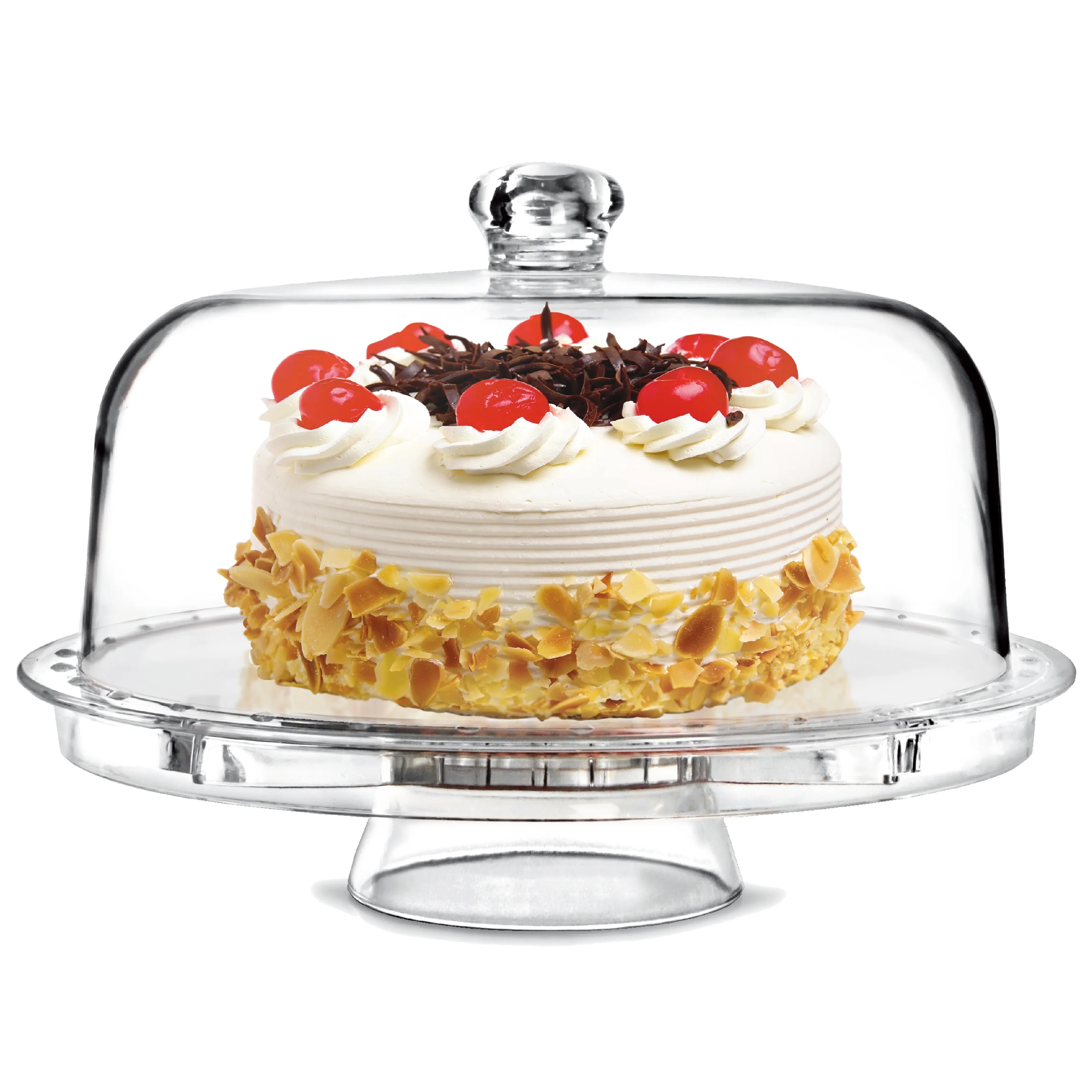 Amazon hot selling Acrylic Multifunctional Cake Stand With Dome lid cover  Multi-Functional Serving Platter and Cake Plate