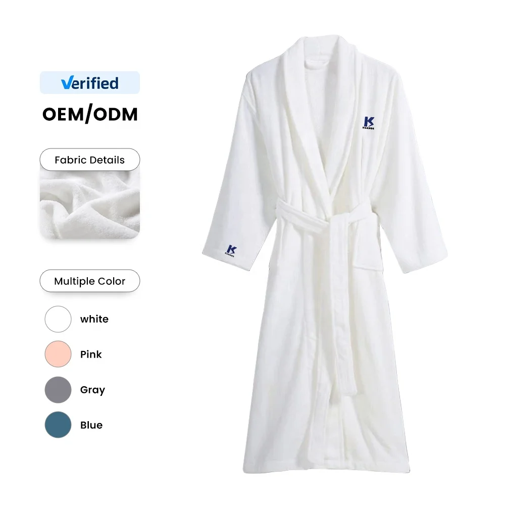 2024 OEM Customized Design unisex shawl collar white custom bathrobe for men women black white coral fleece bathrobe for spa