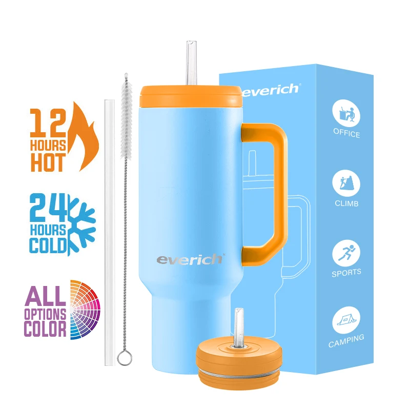 RTS 40oz Tea or Coffee Tumbler 304 SS Double Wall Insulated Vacuum Travel Mug Customized Color Logo Packing With Leak-Proof Lid