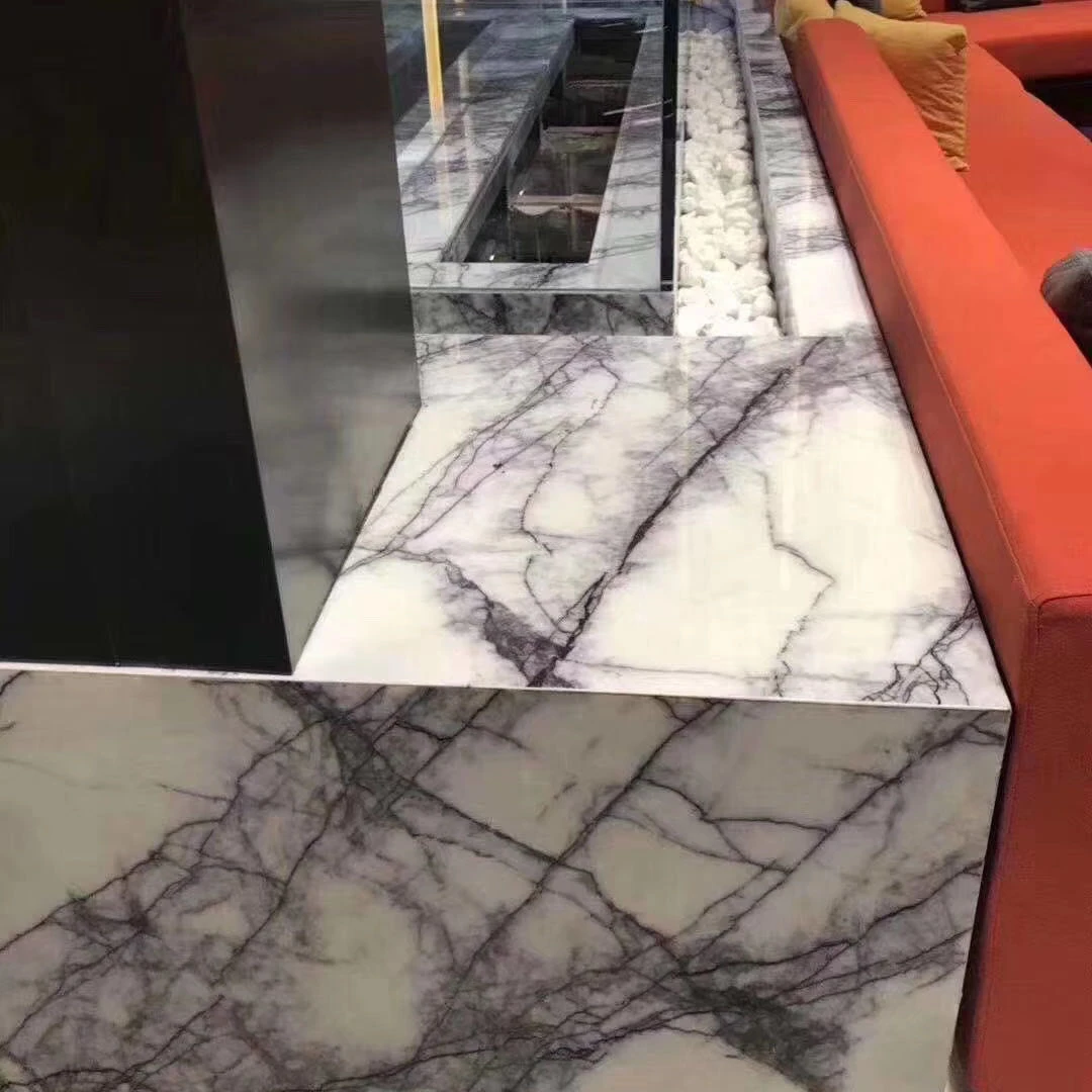 Italy Milas Lilac/New York White Marble Cheap Turkish Book Match White Marble With Purple veins For Counter
