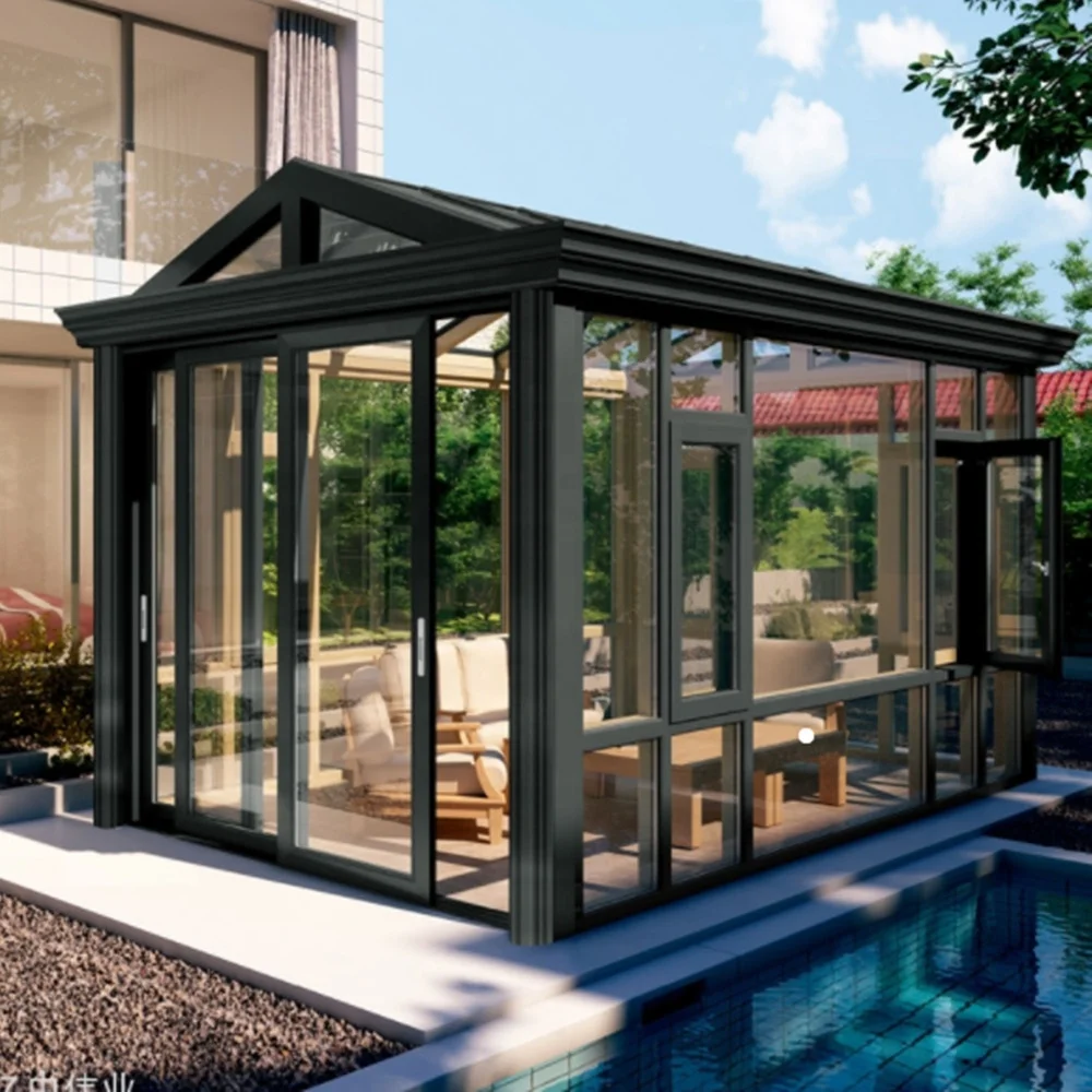 DAIYA Aluminum sunrooms glass houses rooms with insulated laminated Glasses design