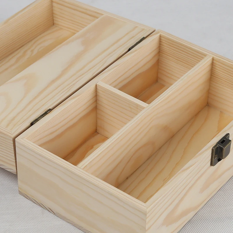 Large Wooden Box with Hinged Lid Solid Wood Memory Box with Lock Natural Keepsake Wholesale Ceramic Cup Gift Packaging Box
