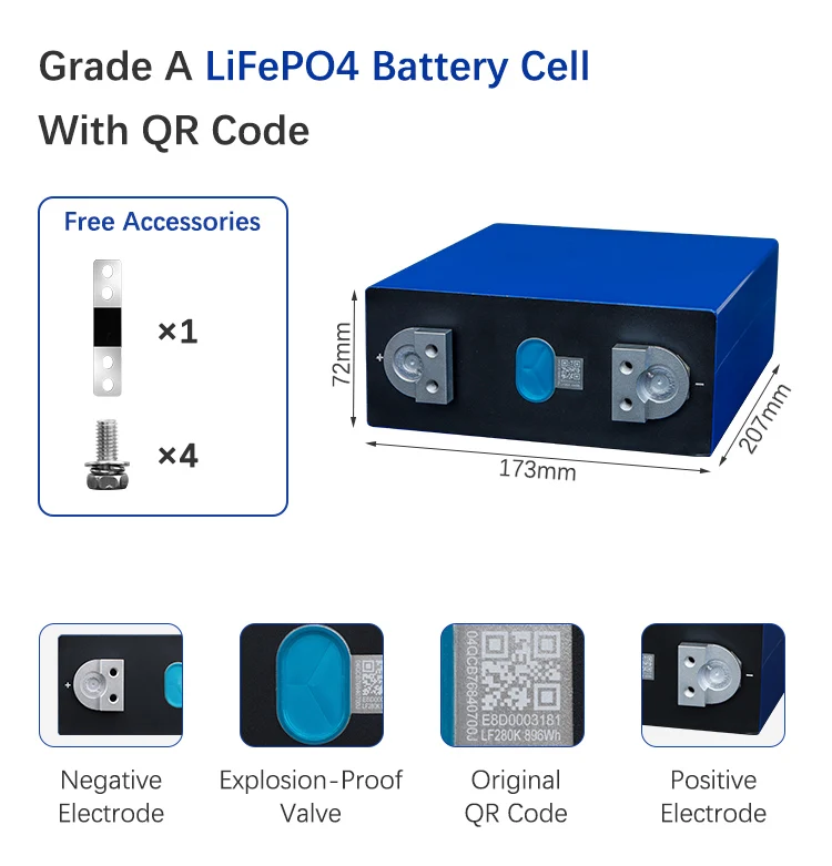 DIY Eu Poland Warehouse DDP Grade a 3.2V 100ah 200ah 230ah 280ah 304ah LiFepo4 Battery Cell Lithium Phosphate Batteries for ESS