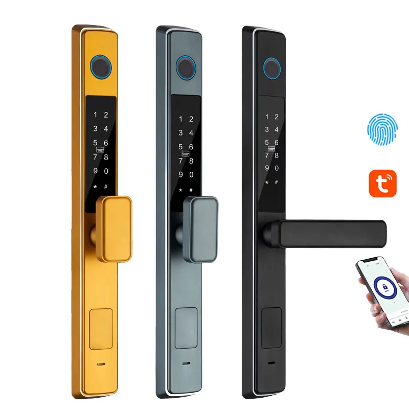 Handle fingerprint Door Lock Remote Unlock Smart Gateway Ttlock App Wifi Bluetooth Locks Fingerprint Door Locks