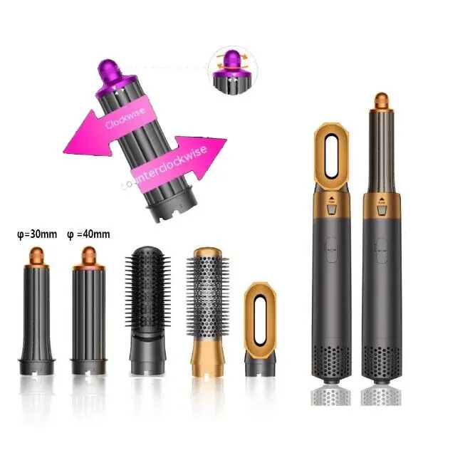 5 in 1 Professional Hair Styling Blow Dryer Brush Straightener Hot air Comb styler wrap adjustable 30mm 40mm Hair Curler