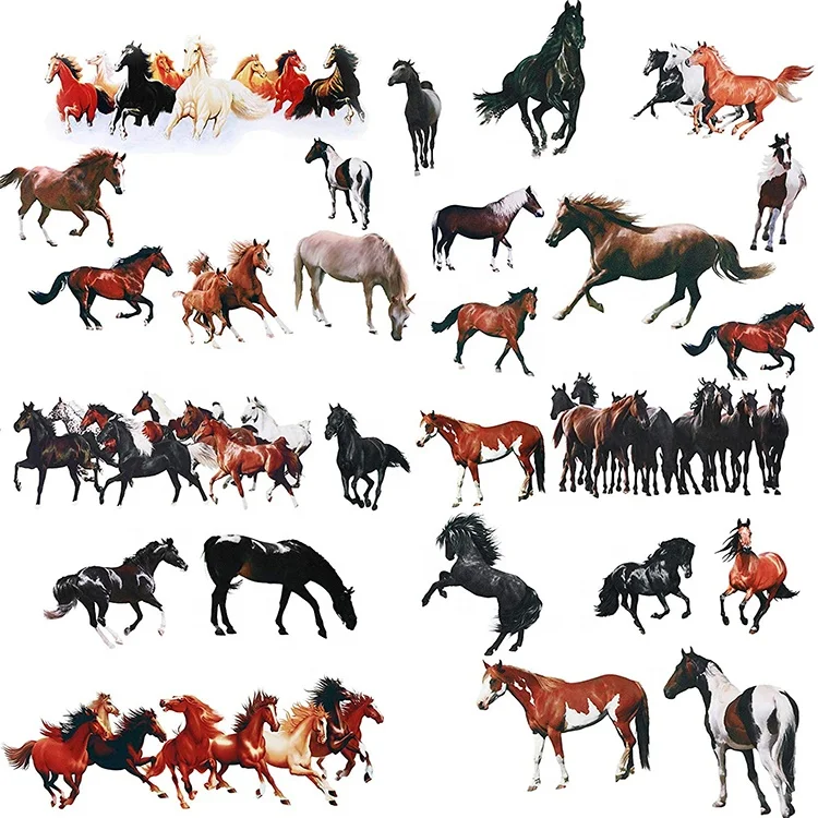 Good gift choice DIY home Decoration Multi colorful Wall Decals Wild Horse Stickers
