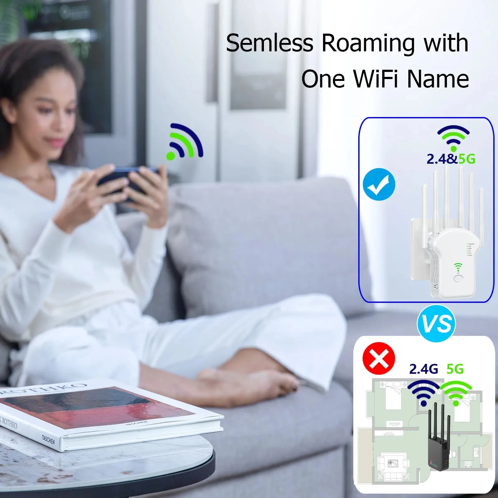 Original Manufacturer 1200Mbps Long Range Wifi Extender Dual Band 6 Antennas Wireless Wifi Repeater 1200