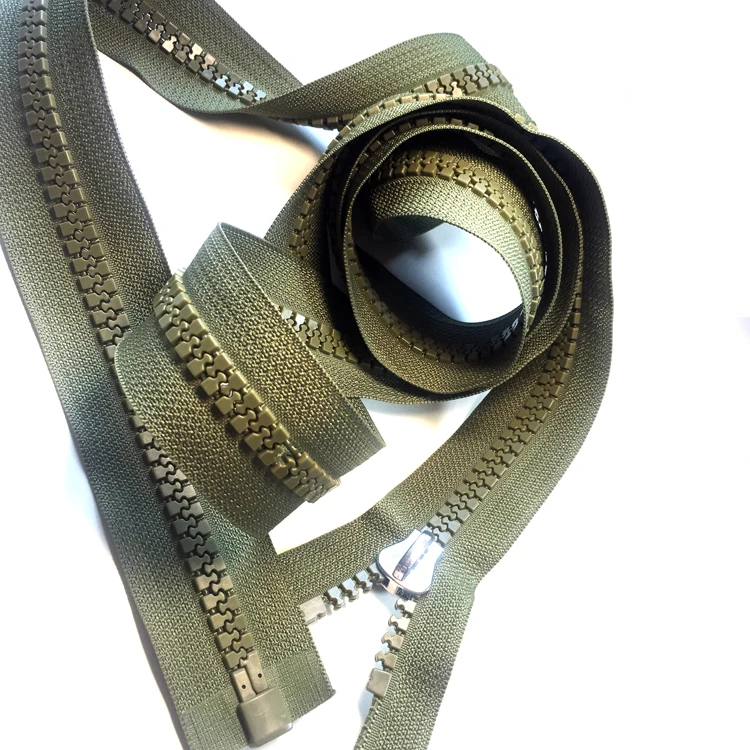 JY 10#  Open End  Resin Plastic Zipper With 2 Pullers For Military Tent