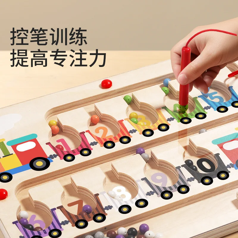 Kids magnetic alphabet number maze counting dinosaur toys matching games wood magnetic puzzles fine motor skills toys