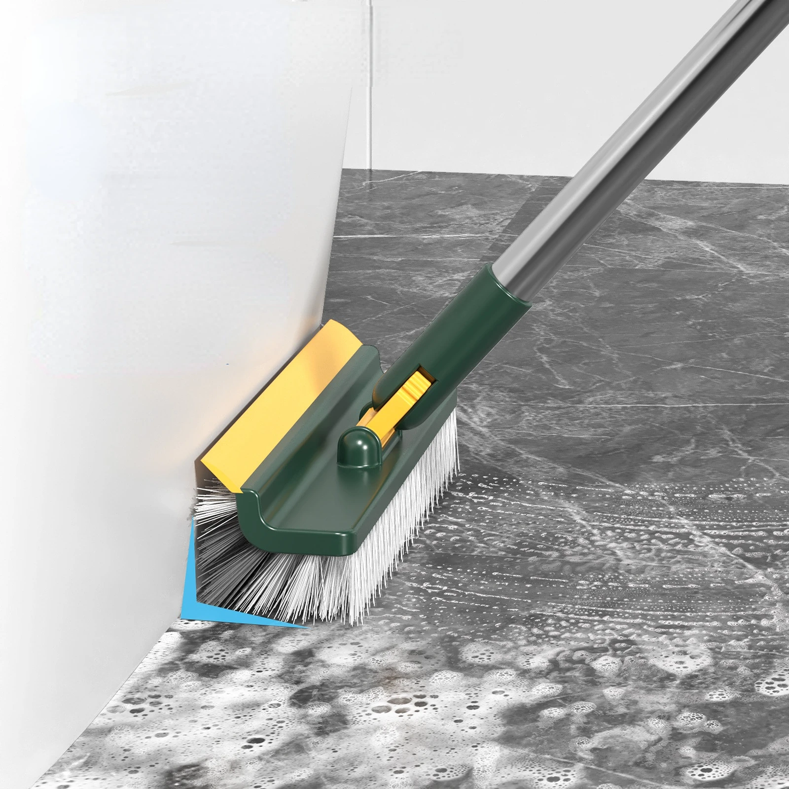 FF2462 Multifunction 3 in 1 Scrape Floor Scrubber Household Bathroom Patio Garage Cleaning Brush Long Handle Floor Scrub Brush